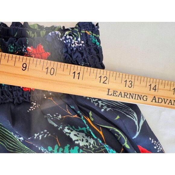 Aerie Navy Floral High-Waisted Palazzo Lounge Pants - Size M EUC Satin Feel - Picture 9 of 11